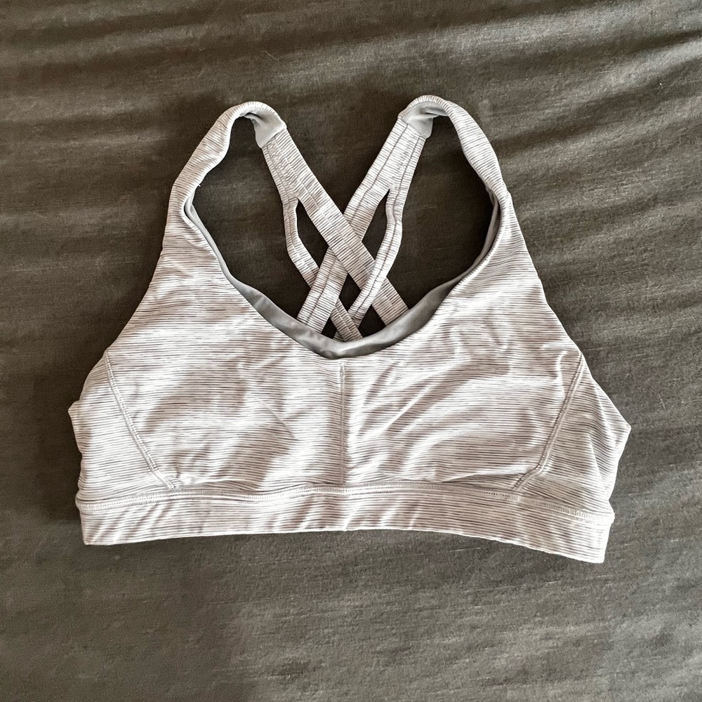 Lululemon white and grey stripe sports bra size 10